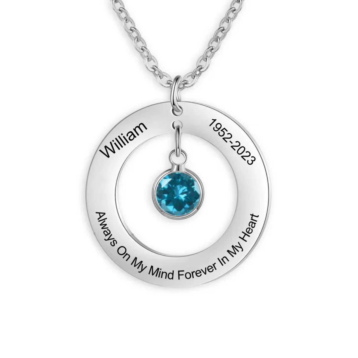 Personalized Birthstone Circle Memorial Necklace