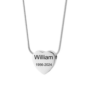 Personalized Memorial Custom Name&Date Heart Urn Necklace