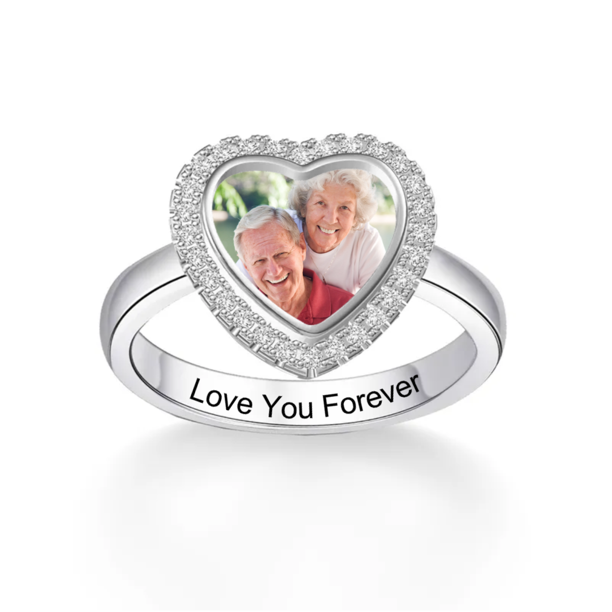 Love You Forever-Personalized Upload Photo Heart Ring For Couple