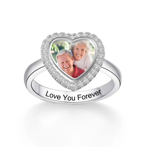 Love You Forever-Personalized Upload Photo Heart Ring For Couple