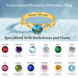 Personalized Birthstone Name Memorial Ring