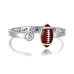 Custom Football Ring With Birthstone-I Can Do All Things