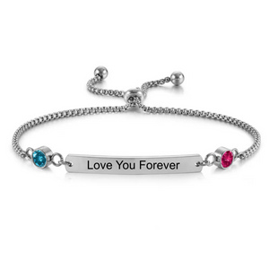 Love You Forever - Personalized Couple Birthstones Bracelet