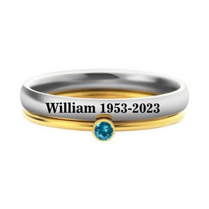 Personalized Name Birthstone Stackable Memorial Ring