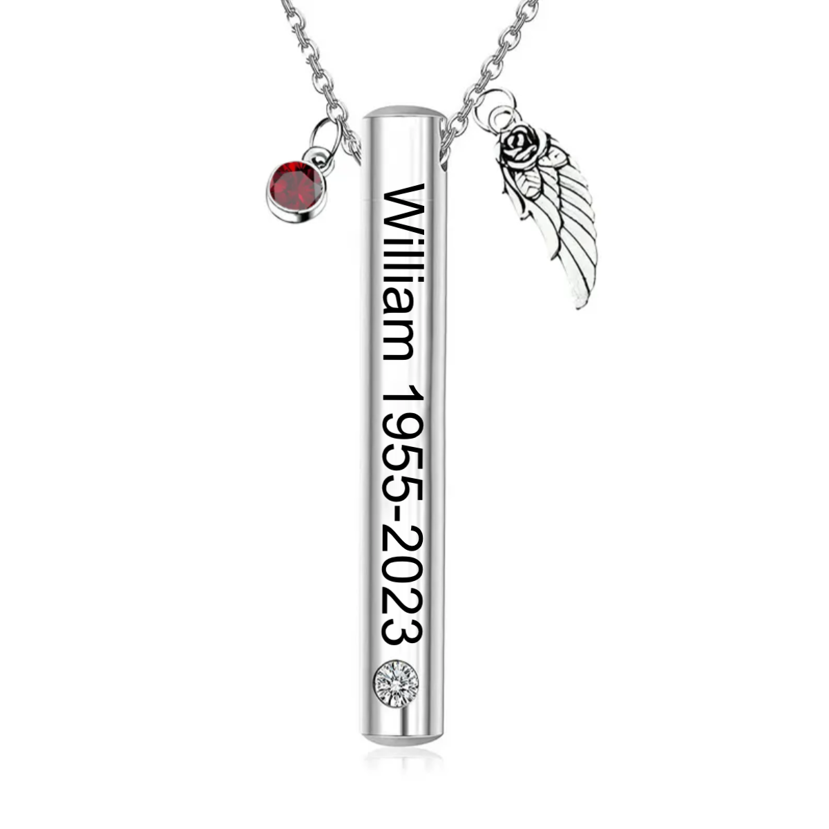 Personalized Wing Birthstone Memorial Urn Necklace