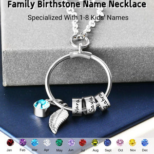 Personalized Grandma Mom 1-8 Family Birthstones Name Charm Necklace