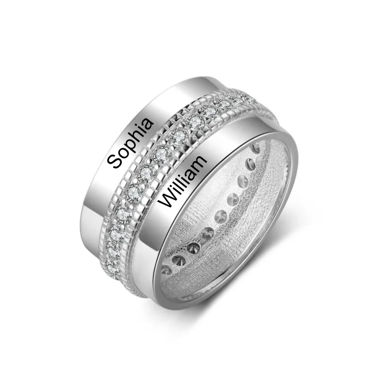 Personalized Engraved Names Stackable Couple Ring