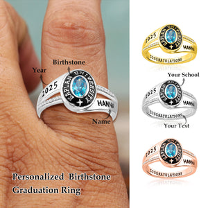 Sterling Silver Graduation Class Ring | Custom High School and College Signet Ring