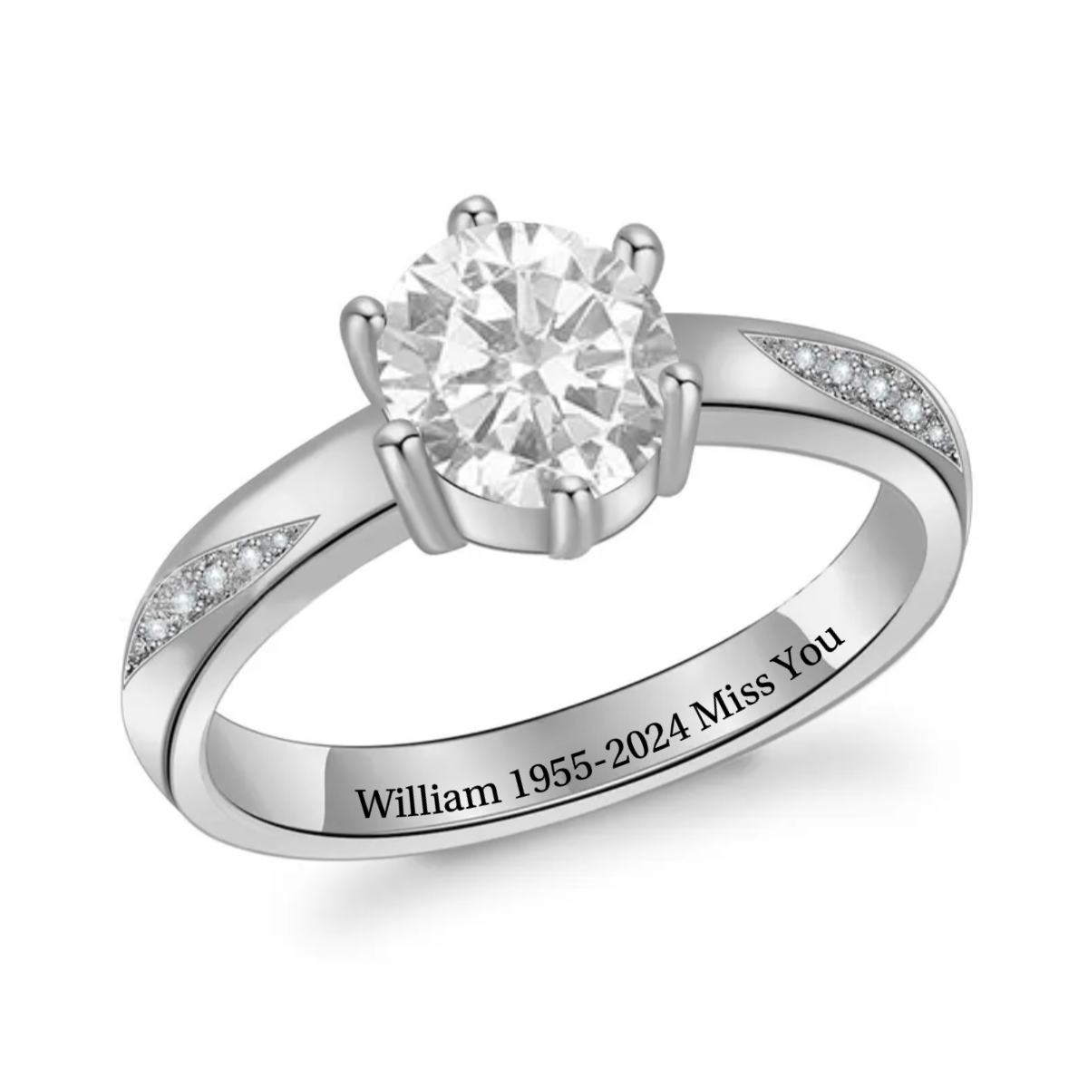 Personalized Name Birthstone Memorial Ring