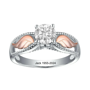 Personalized Hug From Heaven Memorial Angel Wings Ring