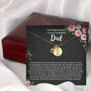 Personalized Memorial Birthstone Necklace, Loss of Dad Gift For Daughter