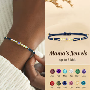 Personalized Grandma Mom 1-6 Family Birthstones Rope Bracelet