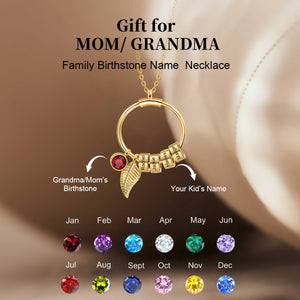 Personalized Grandma Mom 1-8 Family Birthstones Name Charm Necklace