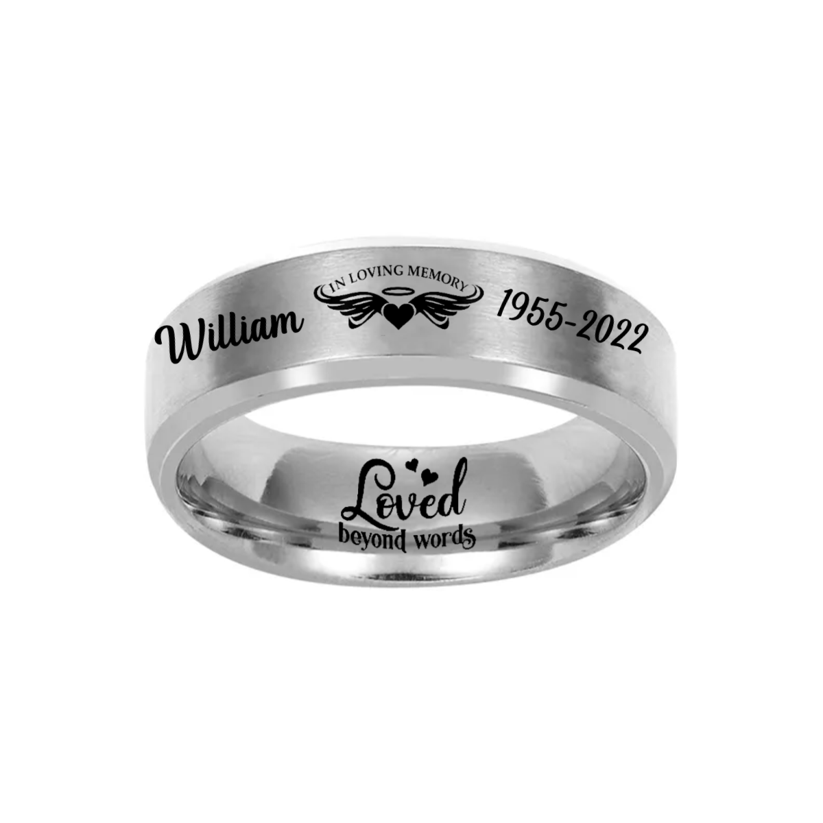 In Loving Memory Personalized Memorial Keepsake Comfort Fit Ring