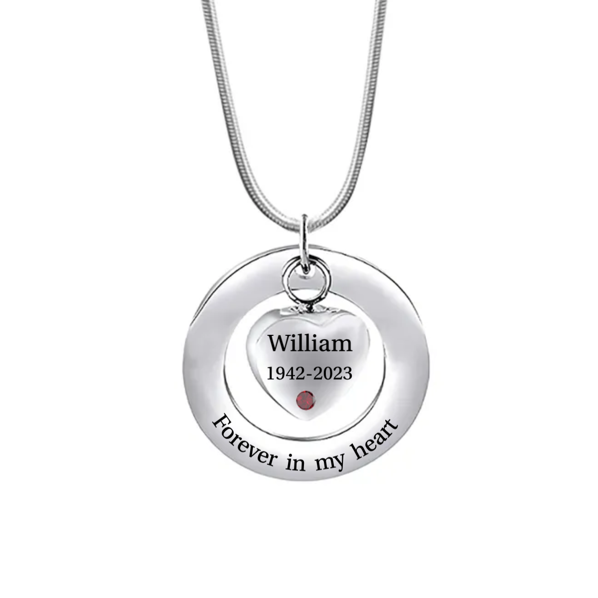 Personalized Circle Heart Pendant Birthstone Memorial Urn Necklace