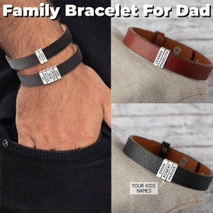 Personalized Custom Family Name Leather Bracelet for Men