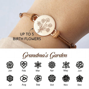 Personalized Grandma Mom 1-5 Family Birthflowers Bracelet