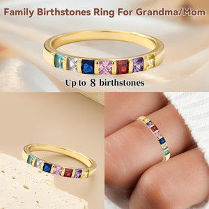 Personalized Grandma Mom Family Birthstone Ring