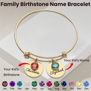 Personalized Family Birthstone Name Bracelet - Gift For Grandma/Mom