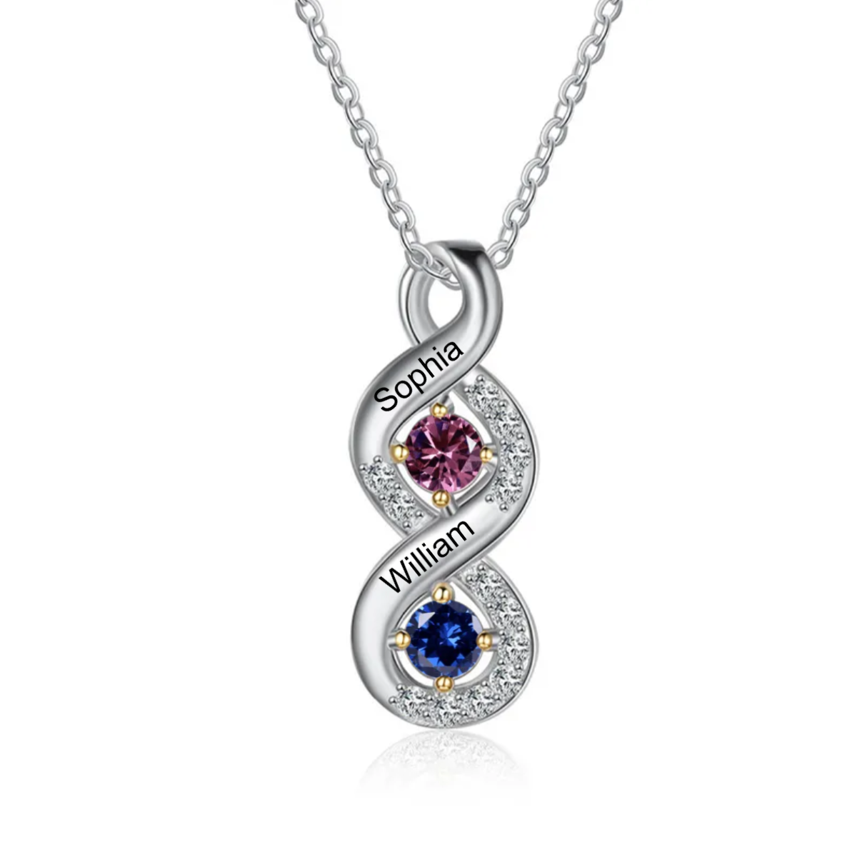 Personalized Forever Love Birthstones Infinity Necklace