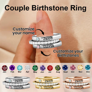 Personalized Born in Love Birthstone Name Ring Stack