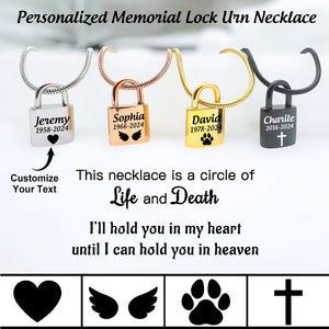 Personalized Memorial For Human and Pet Padlock Urn Necklace - Gift For Christmas