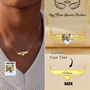 Personalized Custom Photo Name & Date Wing Memorial Necklace - Gift For Christmas