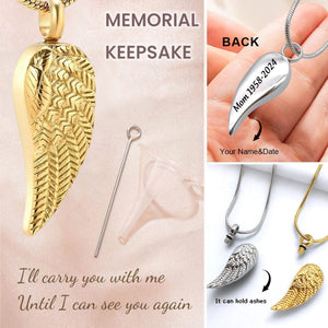 Personalized Memorial Custom Text Wing Urn Necklace Ashes Keepsake