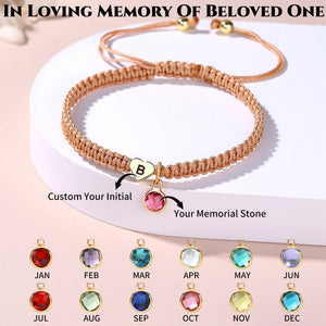 Personalized Birthstone Engraved Initial Memorial Bracelet