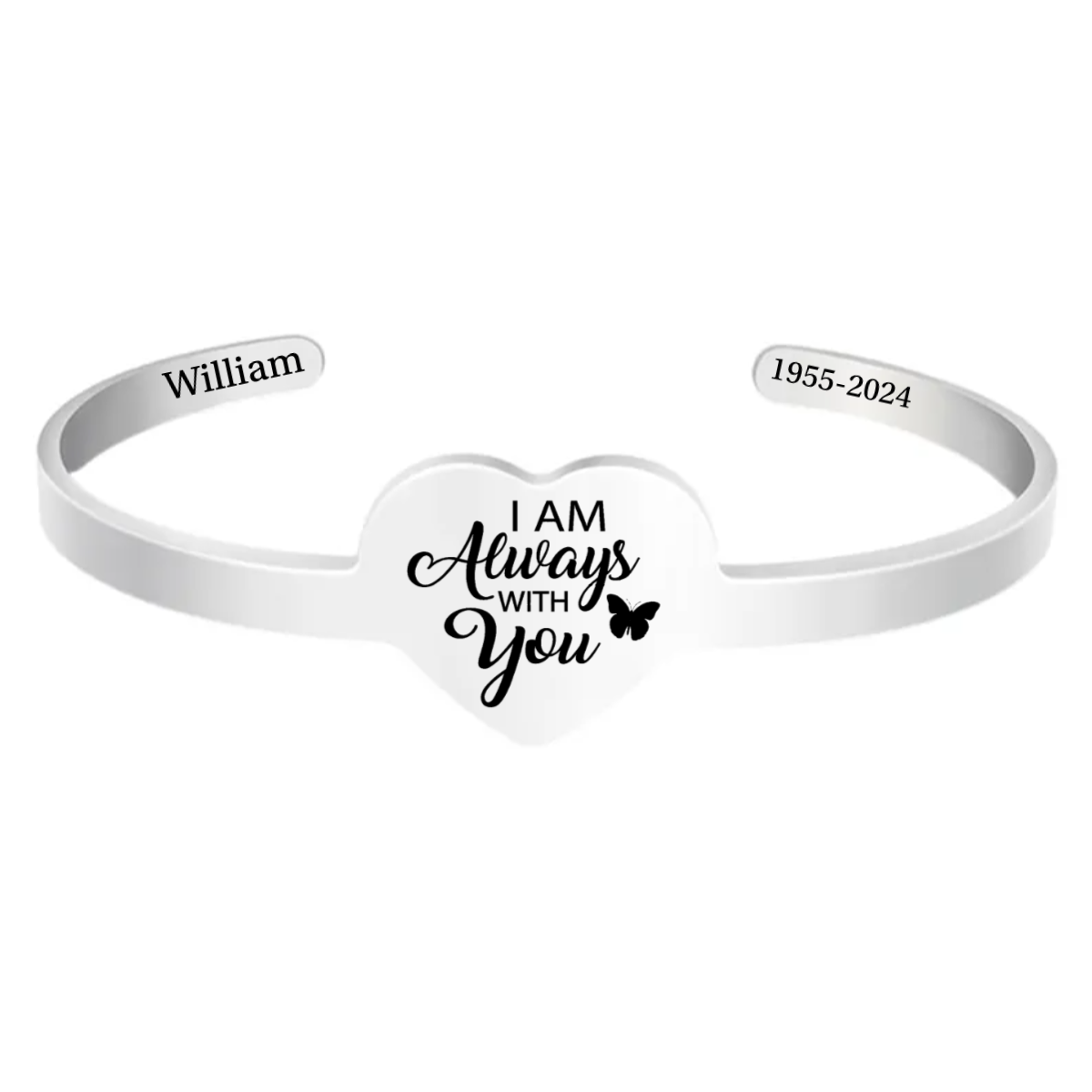 Personalized Heart Stainless Steel Memorial Bracelet