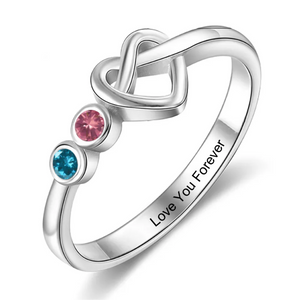 Personalized Double Birthstones Name Love Promise Ring