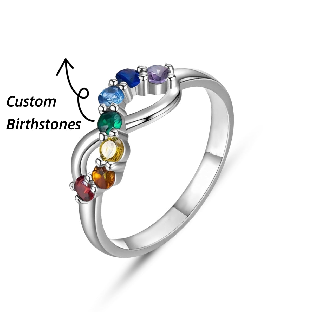 Personalized Grandma Mom Family Birthstone Ring