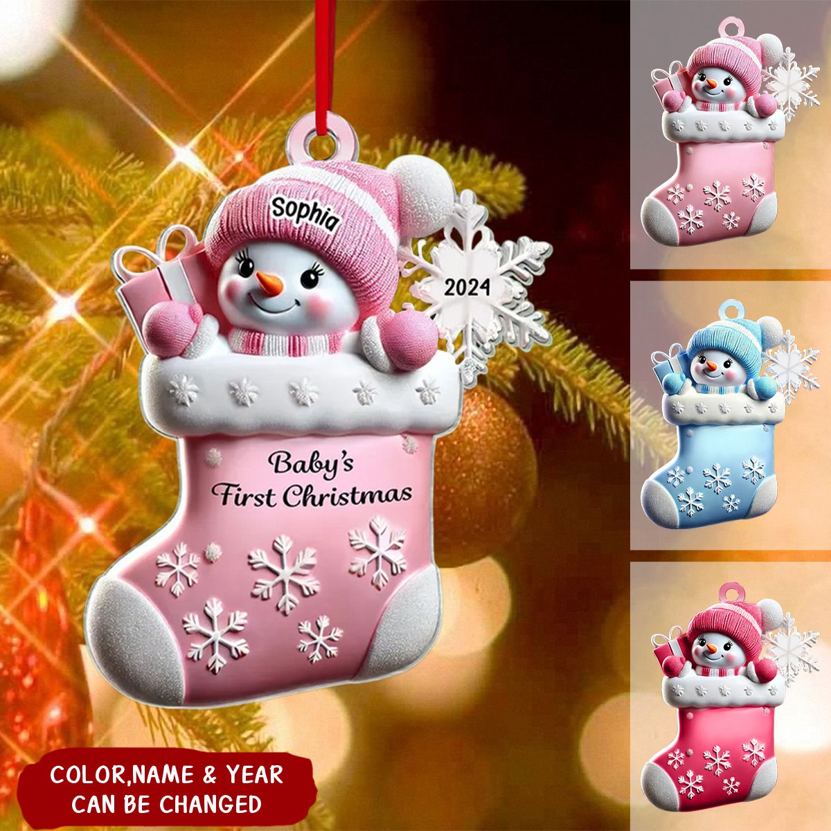 Snowman Baby's First Christmas - Personalized Baby Christmas Ornament