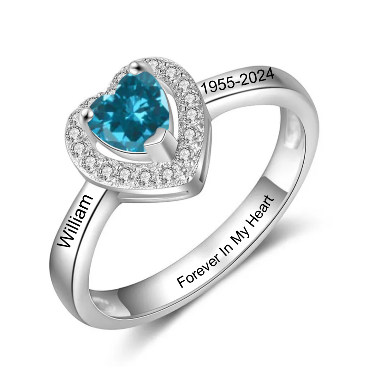 Personalized Name&Date Birthstone Memorial Ring