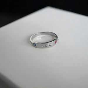 Personalized Minimalist Custom Birthstone Couple Ring