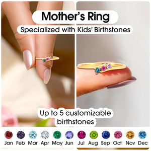 "Mama's Eternal Love" Personalized 1-5 Kids Birthstone Bypass Ring