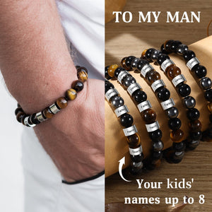 Personalized 1-8 Kids Names Family Pearl Bracelet - Gift For Dad/Grandpa