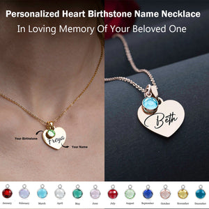 Personalized Heart Lock Birthstone Name Memorial Necklace