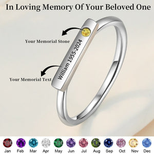 Personalized Name Birthstone Memorial Ring