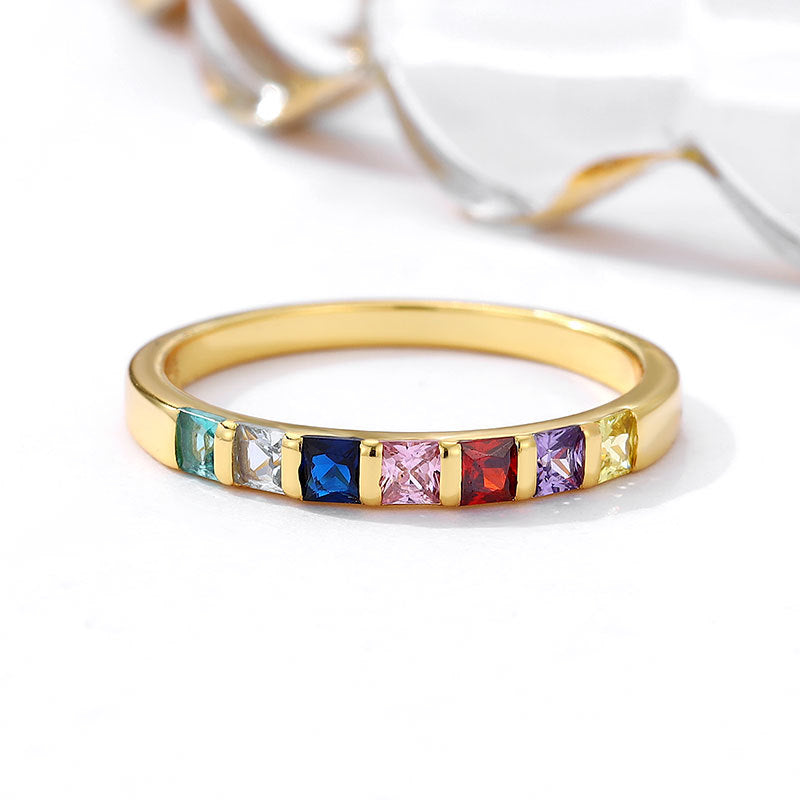 Personalized Grandma Mom Family Birthstone Ring