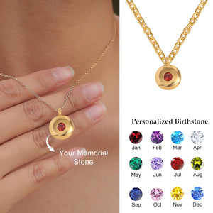 Personalized Memorial Circle Birthstone Necklace