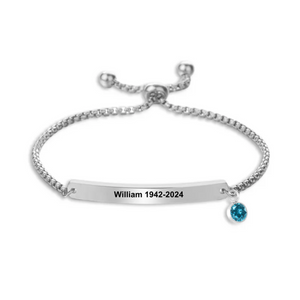 Personalized Birthstone Text Memorial Bracelet