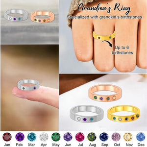 Personalized Grandma Mom 1-6 Birthstones Family Ring