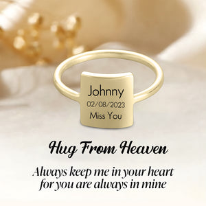 Personalized Hug From Heaven Memorial Ring