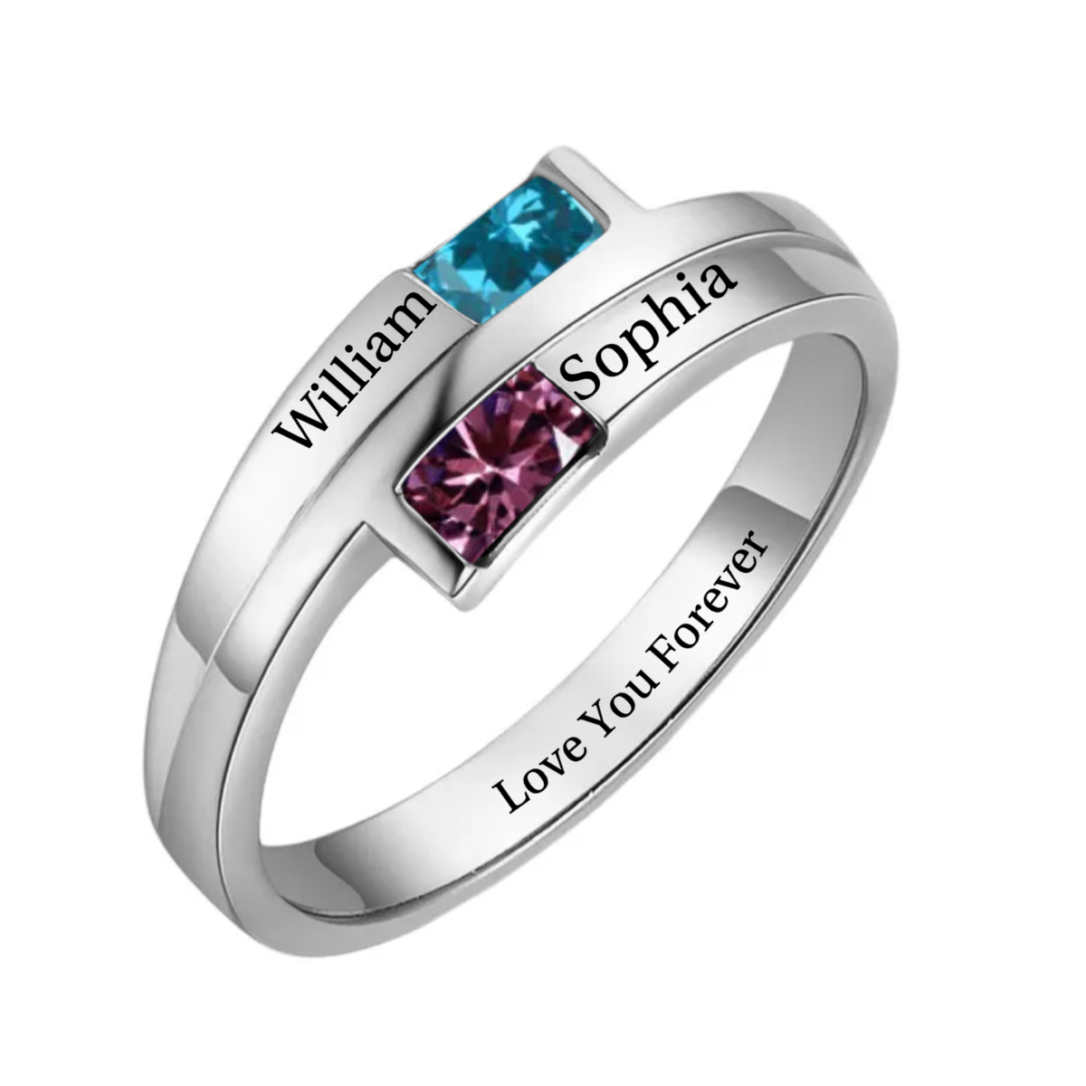 Personalized Love Promise Birthstone Name Ring