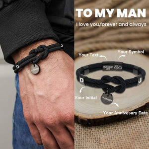 To My Man - Personalized Custom Text Love Knot Bracelet