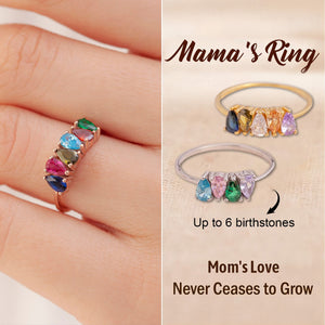 Personalized Grandma Mom 1-6 Birthstones Family Dainty Ring