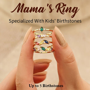 Personalized Grandma Mom 1-5 Birthstones Family Ring