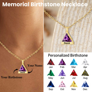 Personalized Memorial Birthstone Triangle Name Necklace