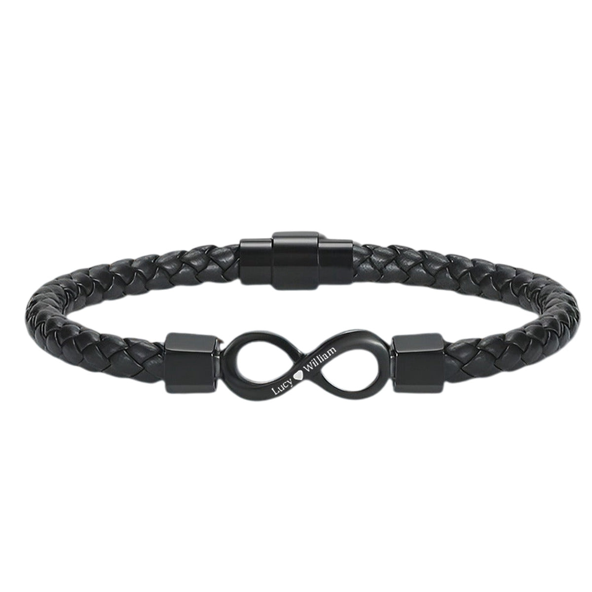 Turns out I like you a lot more than I originally planned Personalized Dual Name Infinity Leather Bracelet